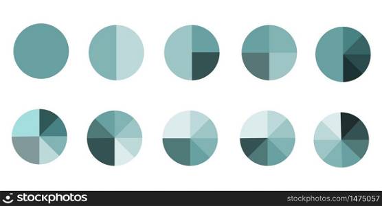 Circle or pie chart icon. Graphic vector diagram divided into 1, 2, 3, 4, 5, 6 parts. Stock Photo