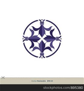 Circle Ornamental Flower Crest Emblem Logo Template Illustration Design. Vector EPS 10.