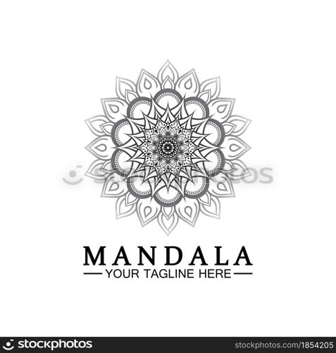 Circle pattern petal Flower Mandala Vector logo template illustration. Colorful template for spiritual retreat or yoga studio,Ornamental business cards,vintage luxury, ornamental decoration