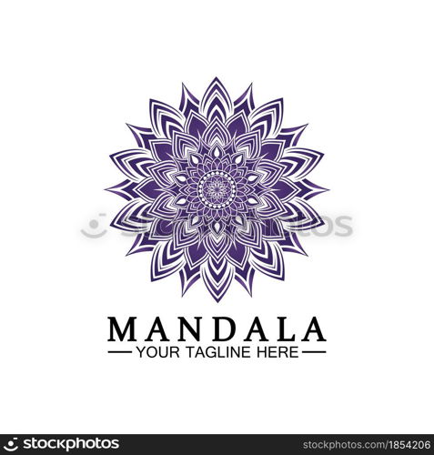 Circle pattern petal Flower Mandala Vector logo template illustration. Colorful template for spiritual retreat or yoga studio,Ornamental business cards,vintage luxury, ornamental decoration