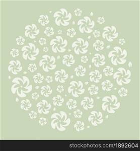 circle pattern with silhouettes of leaves and flowers. Ornament for decoration and printing on fabric. Design element. Vector