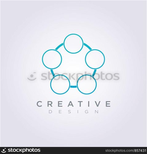 Circle Pentagon Vector Illustration Design Clipart Symbol Logo Template.