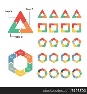 Circle Polygon Diagram Infographic Arrow 3 to 8 steps