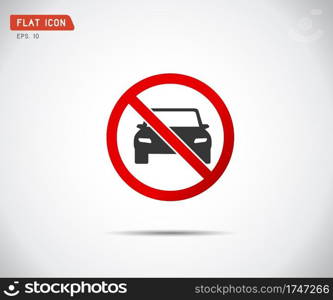 Circle Prohibited No car parking traffic sign, prohibit red vector illustration