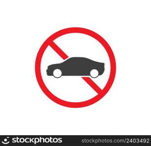 Circle Prohibited Sign For No Car. No Parking Sign. Vector illustration