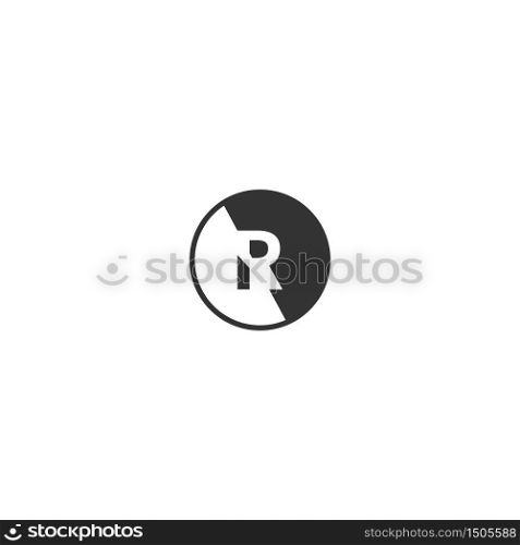 Circle R logo letter design concept in black and white colors