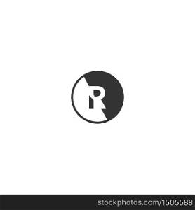 Circle R logo letter design concept in black and white colors