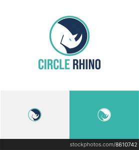 Circle Rhino Rhinoceros Animal Zoo Negative Space Logo