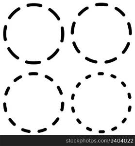 Circle ring icon outline stroke, circle template dotted line broken
