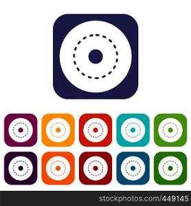 Circle road icons set vector illustration in flat style In colors red, blue, green and other. Circle road icons set flat