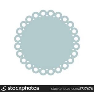 Circle scalloped frame. Scalloped edge round shape. Simple label and sticker form. Flower silhouette lace frame. Repeat cute vintage frill ornament. Vector illustration isolated on white background.. Circle scalloped frame. Scalloped edge round shape. Simple label and sticker form. Flower silhouette lace frame. Repeat cute vintage frill ornament. Vector illustration isolated on white background