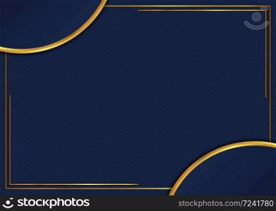 Circle shape overlap layer abstract design gold metallic frame with space for content. vector illustration.