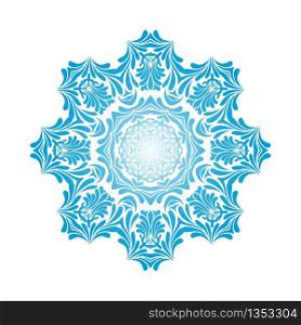 Circle Snowflake Ornaments. Blue Gradient Design. Vector Illustration.