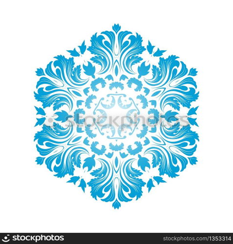 Circle Snowflake Ornaments. Blue Gradient Design. Vector Illustration.