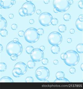Circle Soap Bubbles Pattern on Blue Background. Seamless Texture.. Circle Soap Bubbles Pattern on Blue Backgroun. Seamless Texture