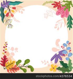 Circle Spring Flower Floral Plant Frame Card Vector Decoration