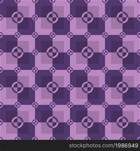 Circle-squares vector seamless pattern in dark and light purple colors. Web
