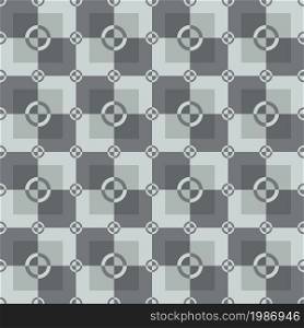 Circle-squares vector seamless pattern in gray and white colors. Square pattern in gray and silver colors