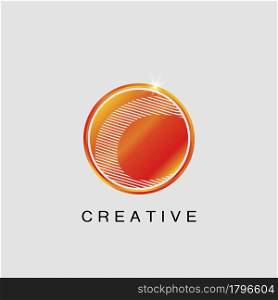 Circle Techno Sun C Letter Logo, creative Vector design concept circle sun with strip alphabet letter logo icon.