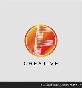 Circle Techno Sun F Letter Logo, creative Vector design concept circle sun with strip alphabet letter logo icon.