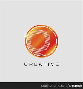 Circle Techno Sun Q Letter Logo, creative Vector design concept circle sun with strip alphabet letter logo icon.