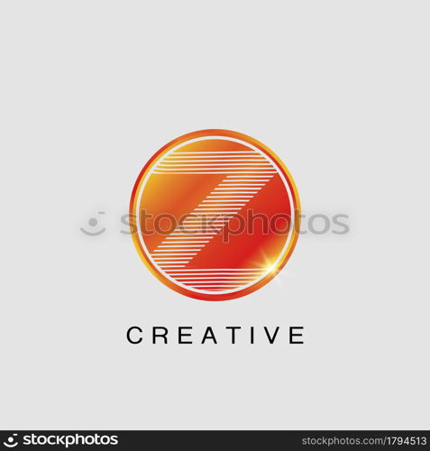 Circle Techno Sun Z Letter Logo, creative Vector design concept circle sun with strip alphabet letter logo icon.