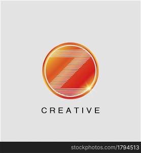 Circle Techno Sun Z Letter Logo, creative Vector design concept circle sun with strip alphabet letter logo icon.