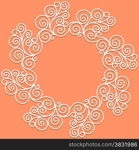 Circle Template Design with Abstract Doodle Form of Flowers, spirals and Waves