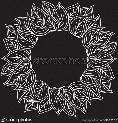 Circle Template Design with Abstract Doodle Form of Flowers, spirals and Waves