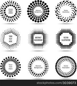 Circle vector dotted burst halftone banners. Circle vector dotted burst halftone banners. Label and logo with space for text illustration