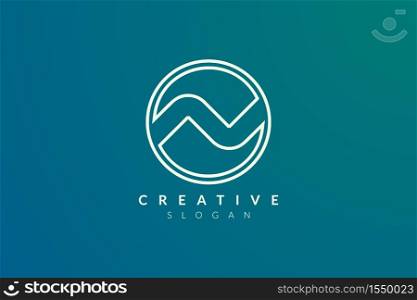 Circle with an abstract pattern forms the letter N. Minimalist and modern vector design.