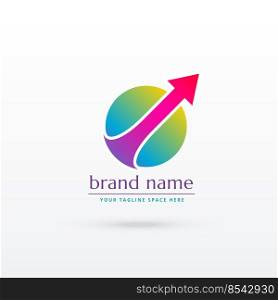 circle with arrow pointing upward showing success logo concept design
