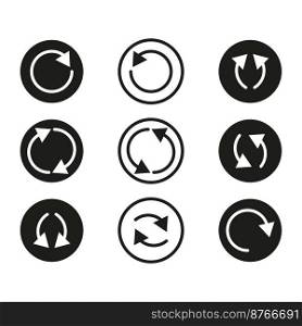 Circles arrows inside recycling. Graphic element. Reload symbol. Vector illustration. Stock image. EPS 10.