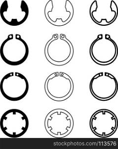 Circlip Design Collection, C-Clip, Seeger Ring, Snap Ring, Jesus Clip, Retaining Ring Vector Art Illustration