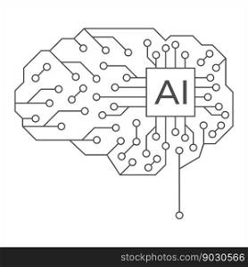 Circuit board human brain. Concept illustration of artificial intelligence. technology background.
