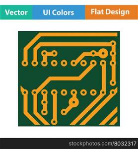 Circuit board icon. Flat color design. Vector illustration.