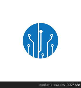 circuit board  in the circle icon.technology logo design template symbol icon vector-vector