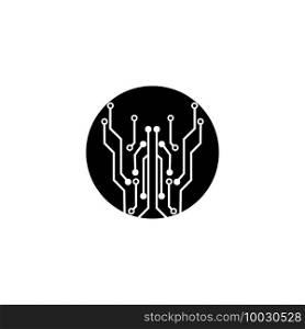 circuit board  in the circle icon.technology logo design template symbol icon vector-vector