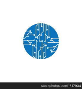 circuit board  in the circle icon.technology logo design template symbol icon vector-vector