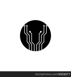 circuit board  in the circle icon.technology logo design template symbol icon vector-vector