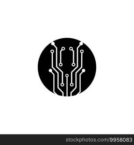 circuit board  in the circle icon.technology logo design template symbol icon vector-vector