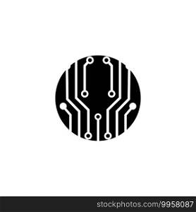 circuit board  in the circle icon.technology logo design template symbol icon vector-vector