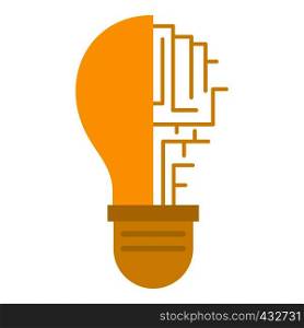 Circuit board inside light bulb icon flat isolated on white background vector illustration. Circuit board inside light bulb icon isolated