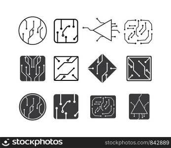 circuit board line,cpu,chip icon logo illustration vector design