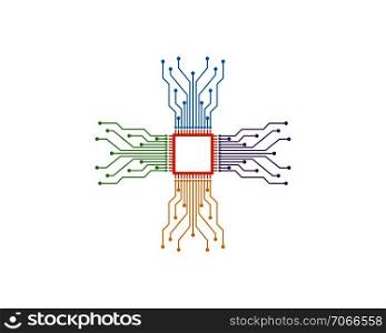 circuit board line cpu,ic,gpu,ram concept design illustration template