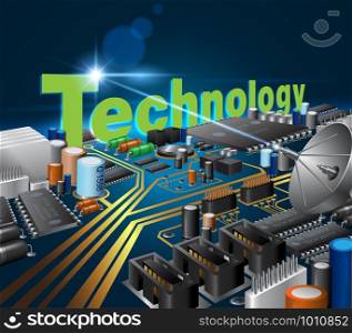 Circuit board technology concept Communicate innovations for modern businesses. Vector realistic.