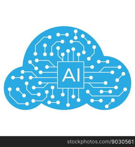 Circuit board with cloud computing system. Concept cloud management with artificial intelligence. technology background.
