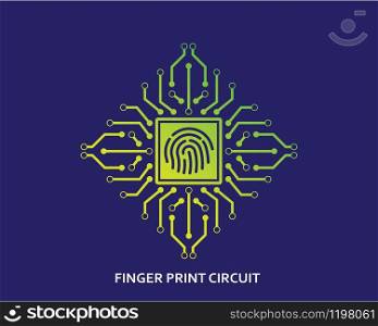 circuit board with fingerprint illustration vector design