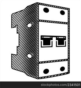Circuit Breaker Icon, Overload, Short Circuit Protector Switch Vector Art Illustration