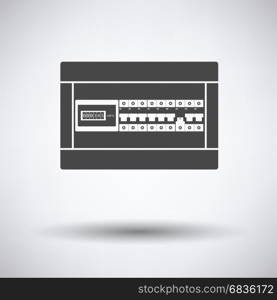 Circuit breakers box icon on gray background, round shadow. Vector illustration.